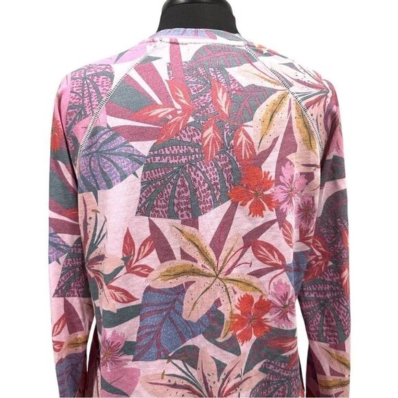 Sundry Lightweight Pink Tropical Crewneck Raglan Sleeve Pullover Sweatshirt Sz 1 - Picture 7 of 11